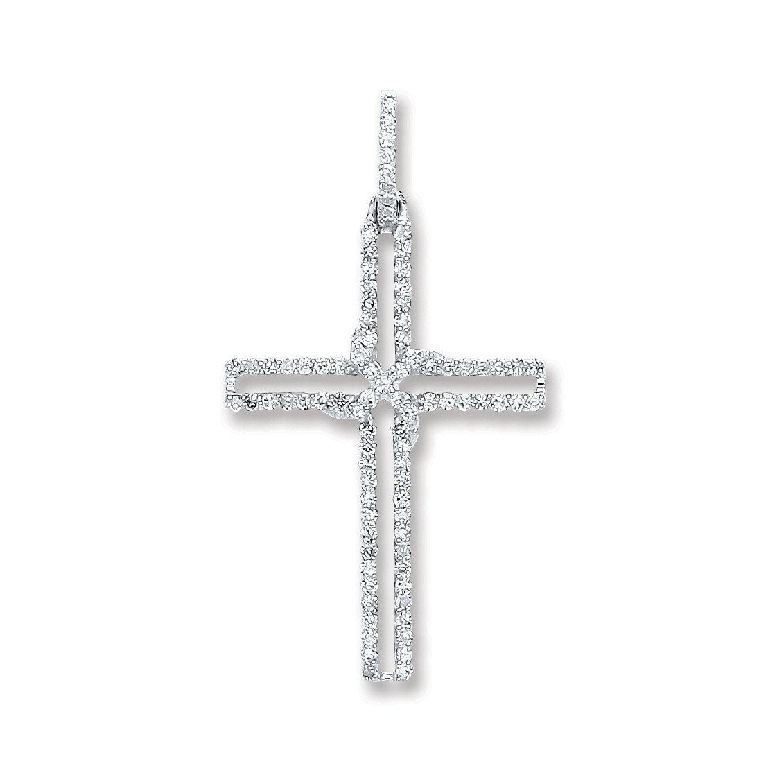 9ct White Gold 0.25ct Diamond Cross Pendant - Fine Necklace - Certified Authentic - Swiss Mad – Luxury Jewellery by Im